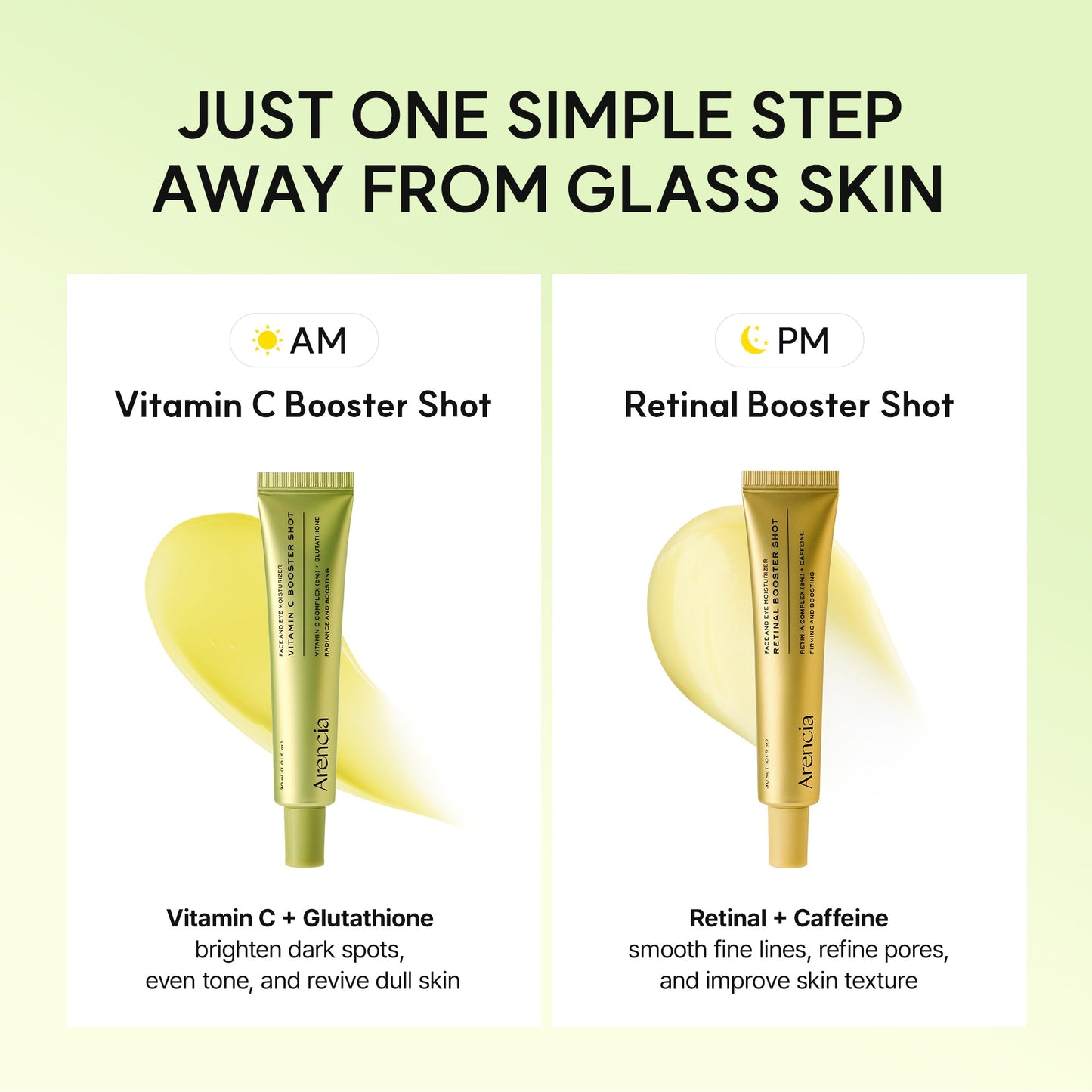 Vitamin C+Retinal Booster Shot Day & Night Brightening Pore Minimizing Moisturizing Fades Dark Spots