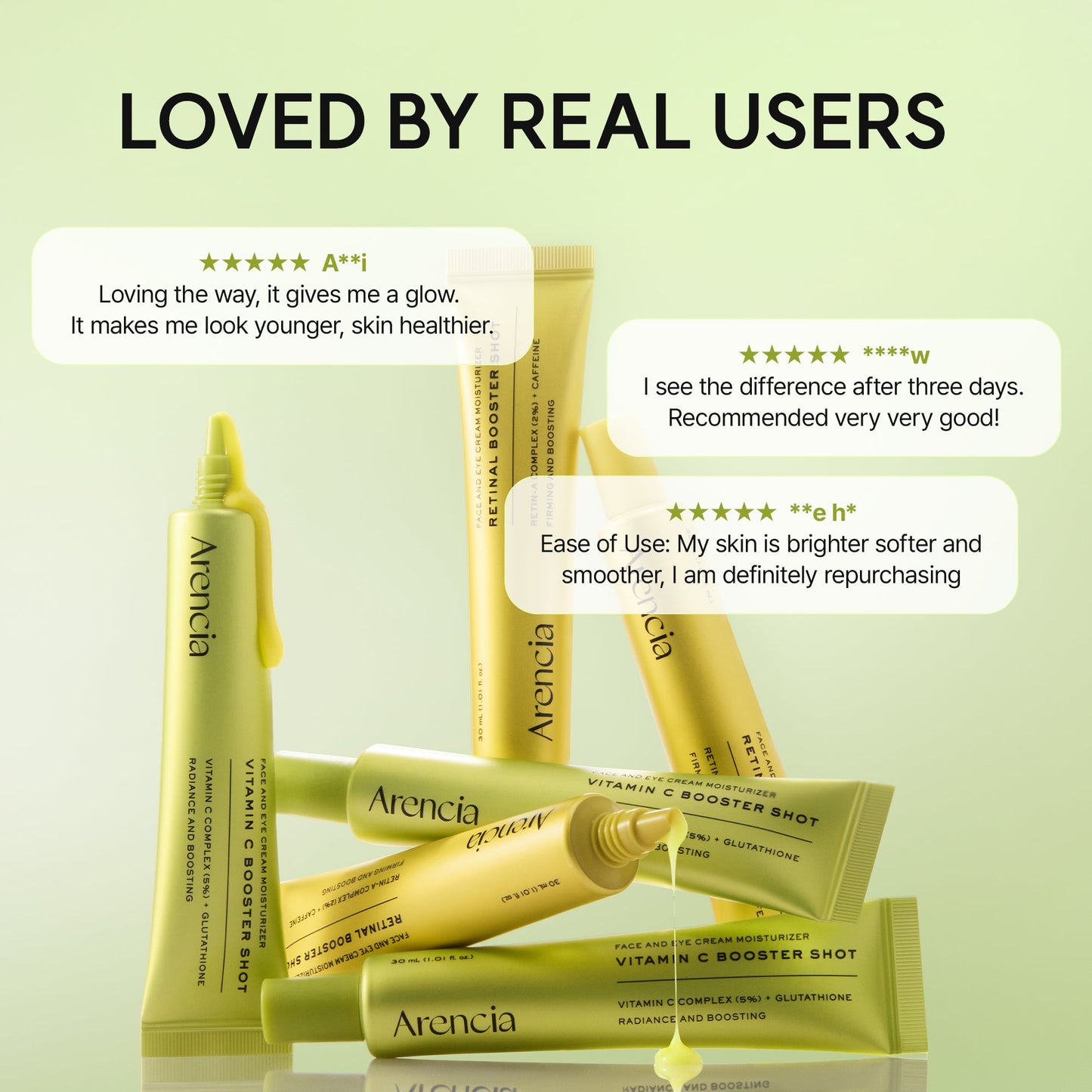 Vitamin C+Retinal Booster Shot Day & Night Brightening Pore Minimizing Moisturizing Fades Dark Spots