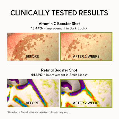 Vitamin C+Retinal Booster Shot Day & Night Brightening Pore Minimizing Moisturizing Fades Dark Spots