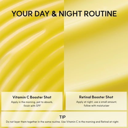 Vitamin C+Retinal Booster Shot Day & Night Brightening Pore Minimizing Moisturizing Fades Dark Spots